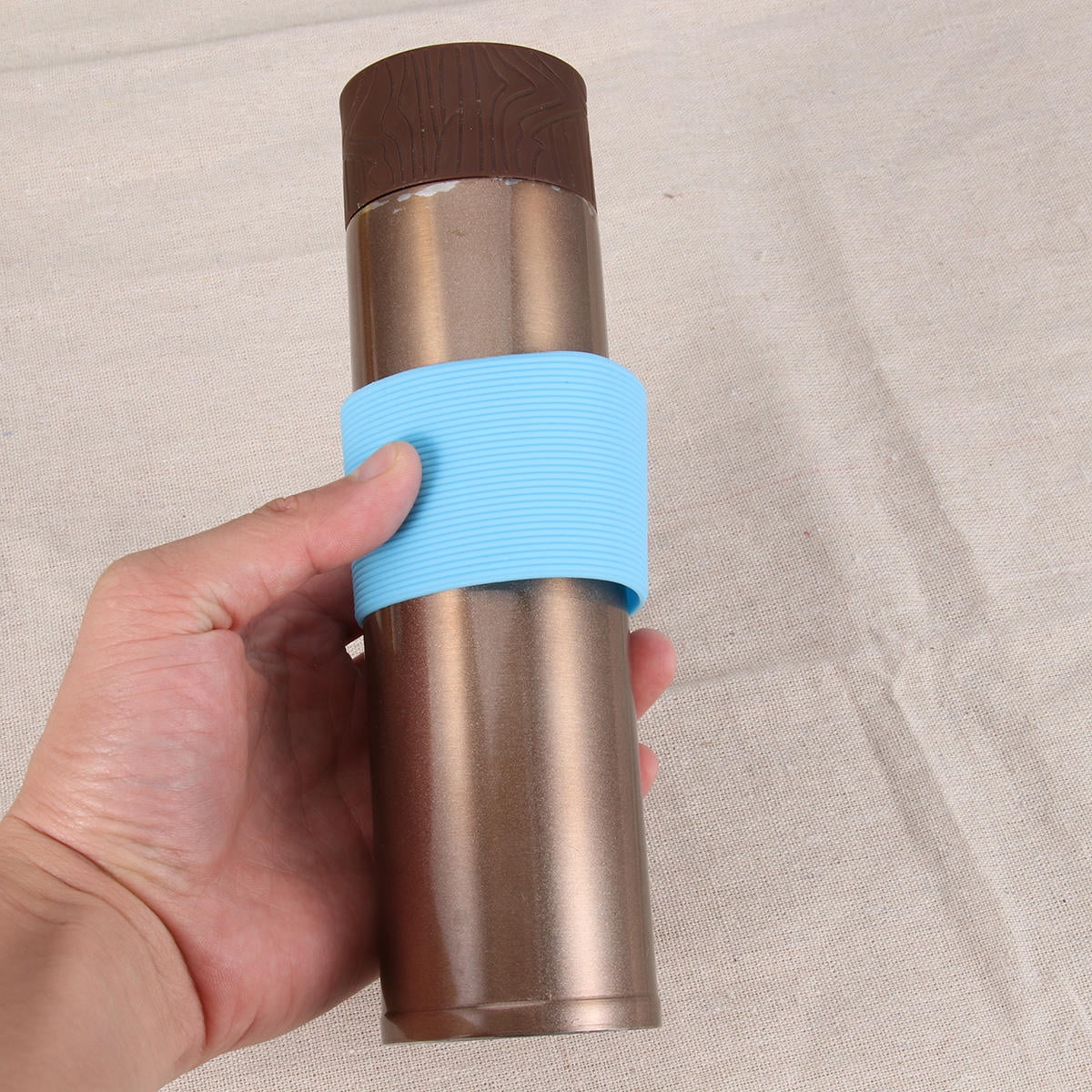 Worgeous 4pcs Silicone Heat resistant Cup Sleeves Non slip Protective Water Glass Covers for Bottles and Mugs (Green Light Blue Pink Yellow)