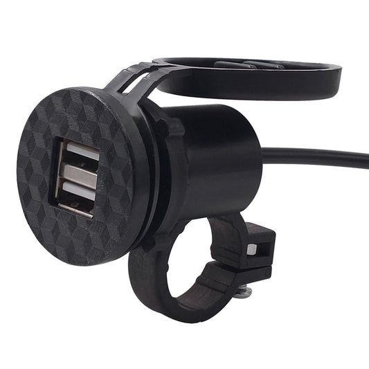 Worgeous Black ABS Motorcycle USB Socket Charger with Dual USB for Car Use Suitable for Most Environments 12V