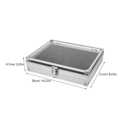 Worgeous White Metal Watch Holder with 12 Grid Slots for Storaging Use Dustproof and Protective Aluminum Alloy Lightweight Durable