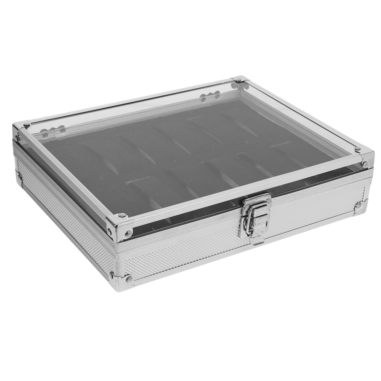 Worgeous White Metal Watch Holder with 12 Grid Slots for Storaging Use Dustproof and Protective Aluminum Alloy Lightweight Durable