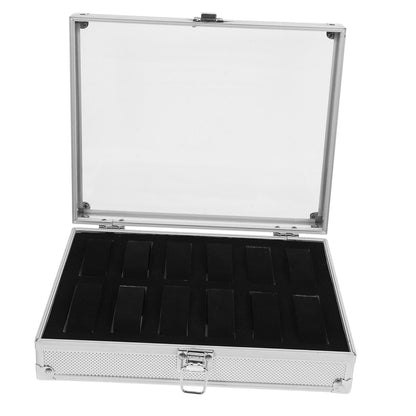 Worgeous White Metal Watch Holder with 12 Grid Slots for Storaging Use Dustproof and Protective Aluminum Alloy Lightweight Durable