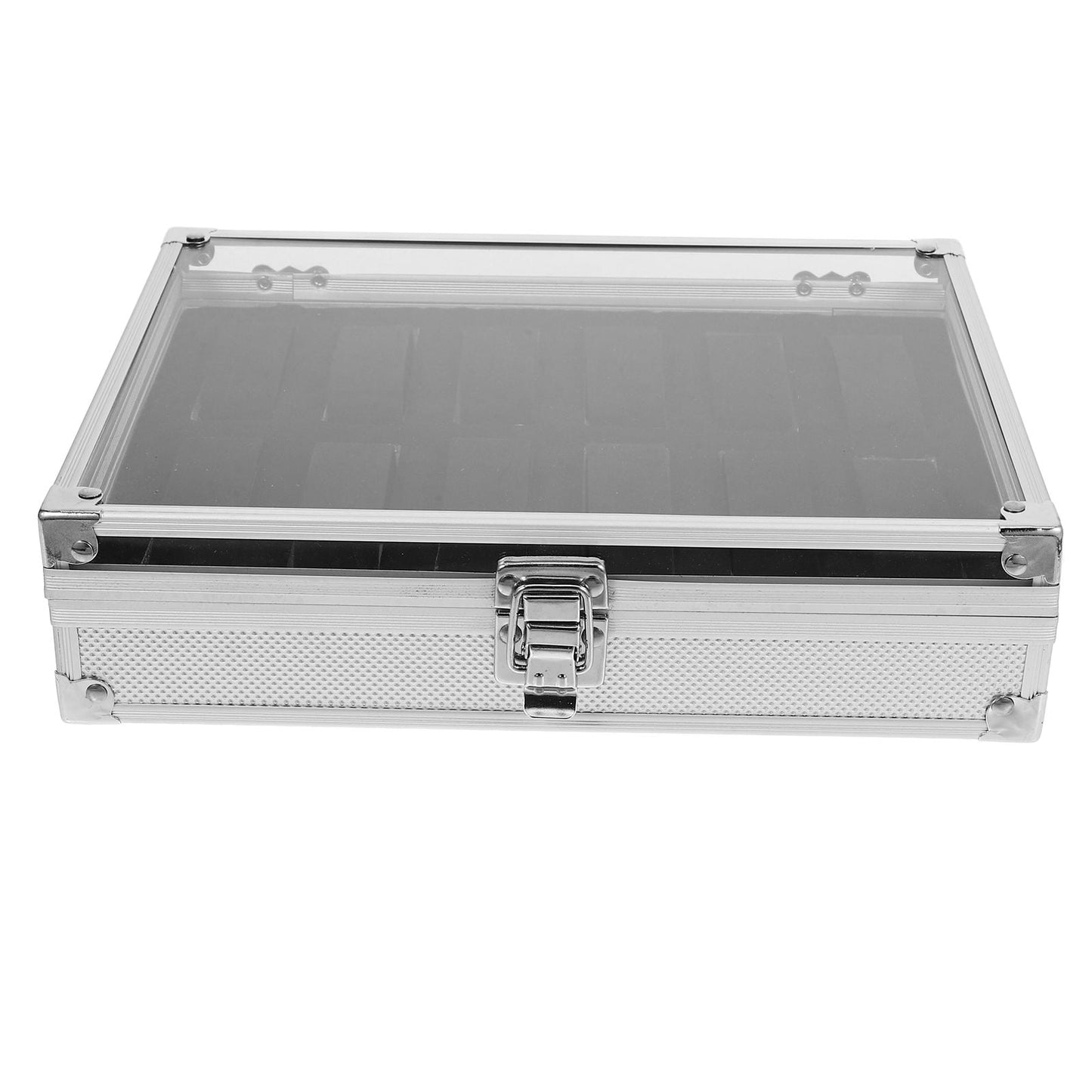 Worgeous White Metal Watch Holder with 12 Grid Slots for Storaging Use Dustproof and Protective Aluminum Alloy Lightweight Durable