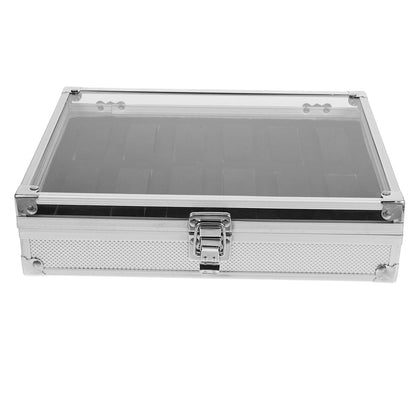 Worgeous White Metal Watch Holder with 12 Grid Slots for Storaging Use Dustproof and Protective Aluminum Alloy Lightweight Durable