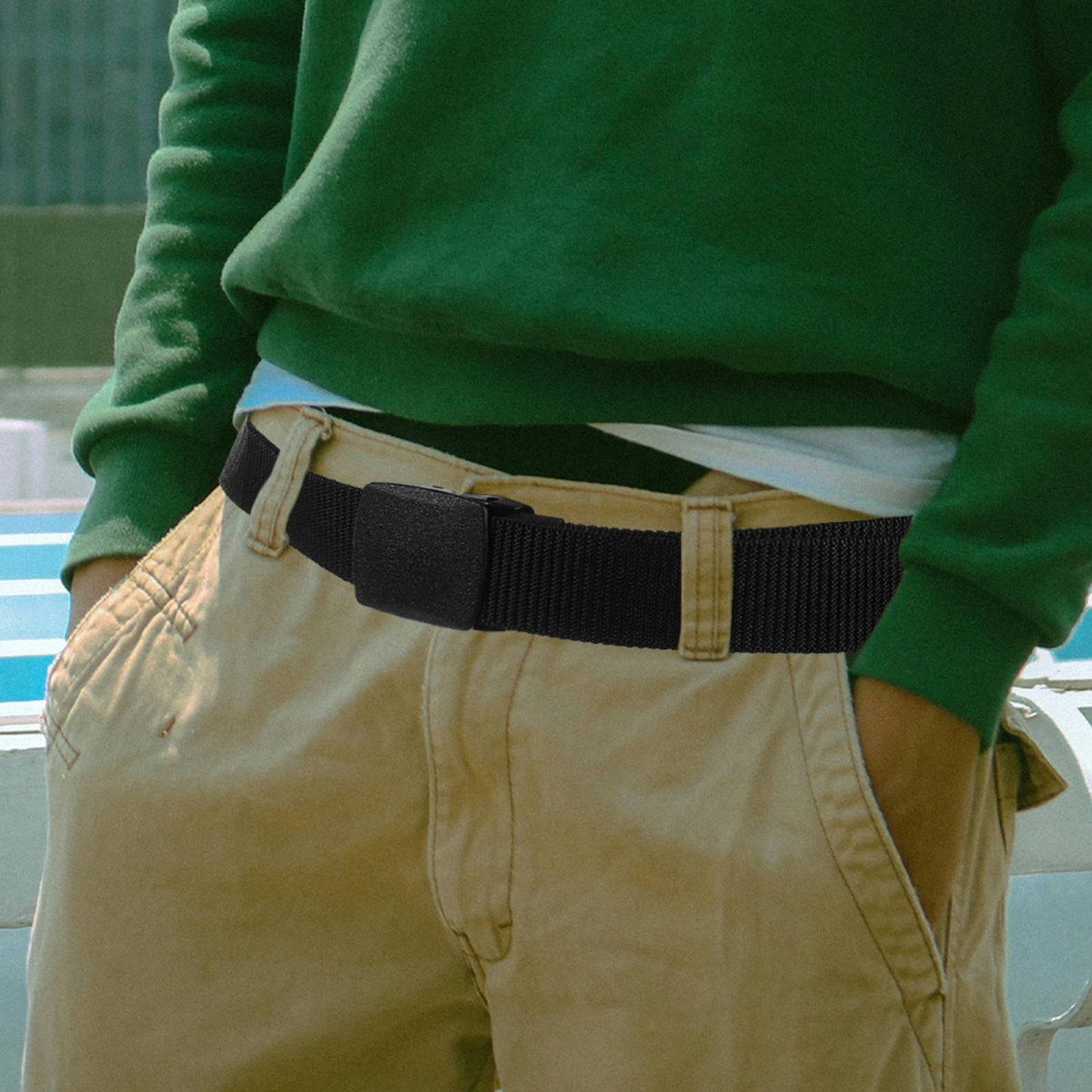 Masteelf Nylon Belt Waist Belt Plastic Buckle Casual Style Waist Belt Adjustable Belt