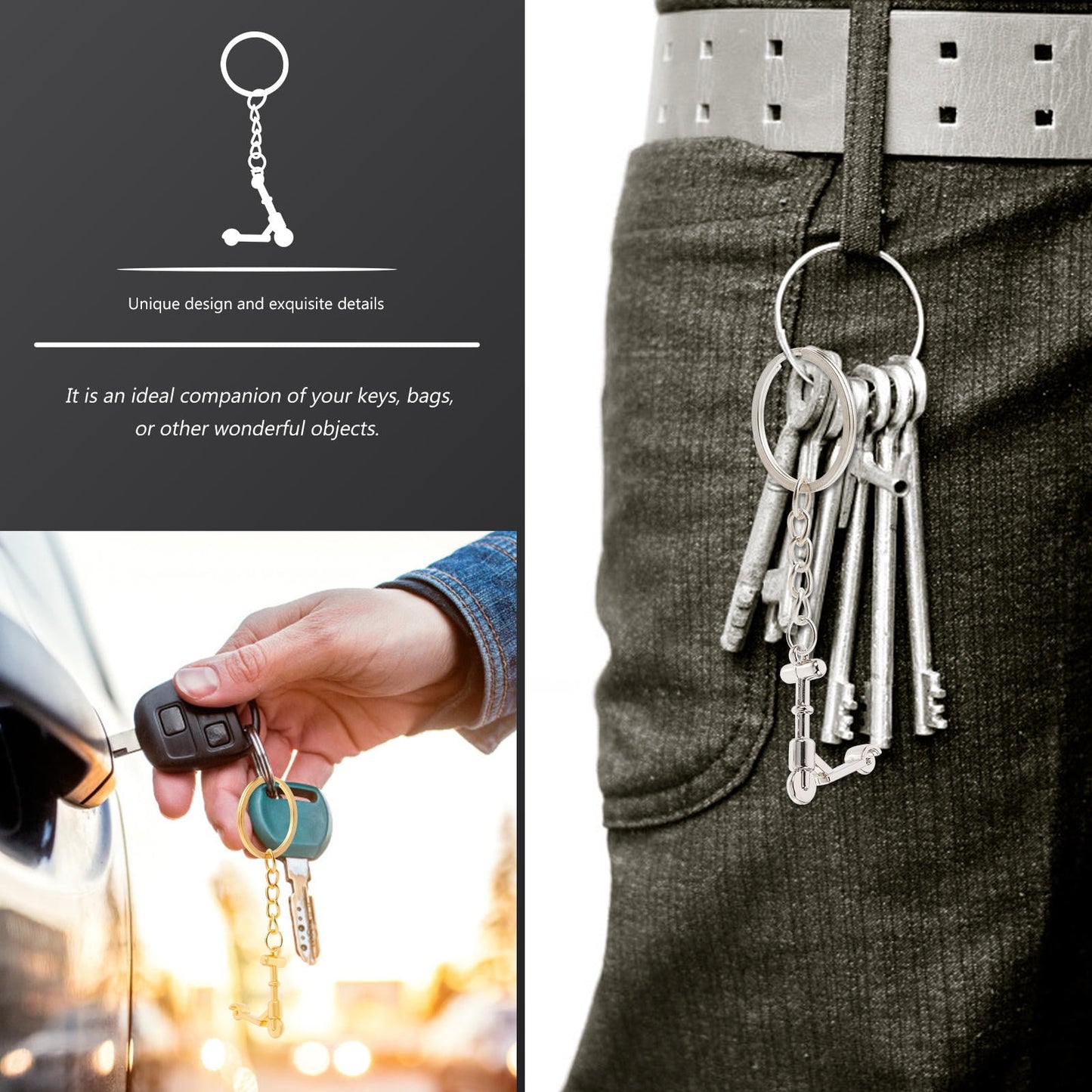 SWETRACE Mini Scooter Shaped Keychains 3Pcs Zinc Alloy Handbag Purse Car Decorations Christmas New Year