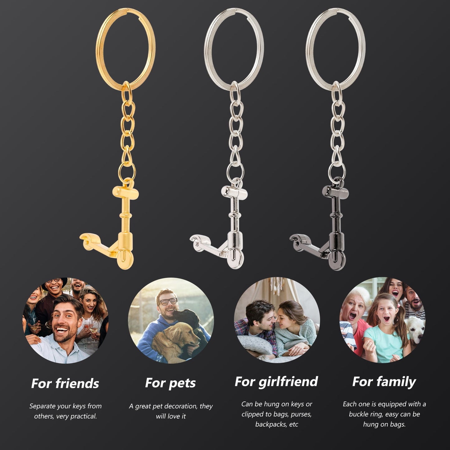SWETRACE Mini Scooter Shaped Keychains 3Pcs Zinc Alloy Handbag Purse Car Decorations Christmas New Year
