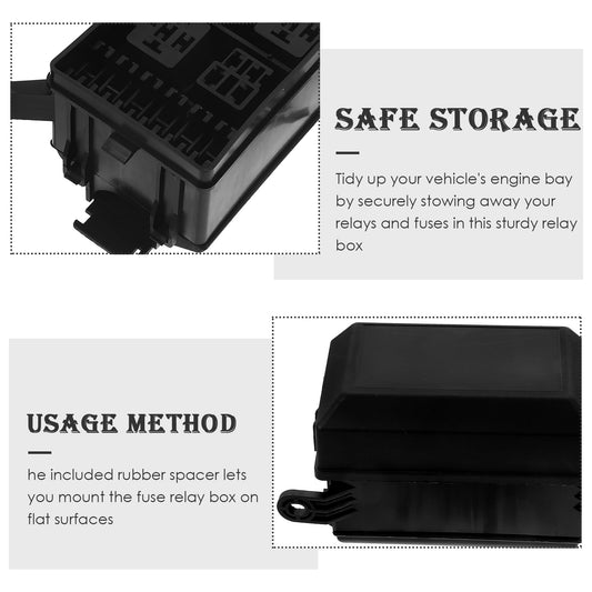 SWETRACE Black Rectangular Fuse Relay Box with Sturdy Design for Automotive Relay 1Pcs