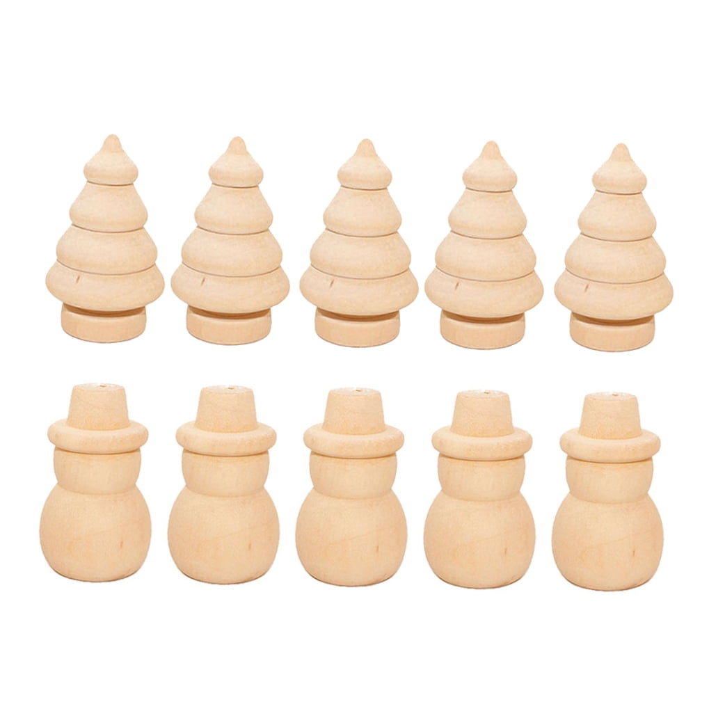 SWETRACE 20Pcs Diy Wooden Dolls Craft Mini Ornaments Light Yellow Snowman Figurines Miniature For Children