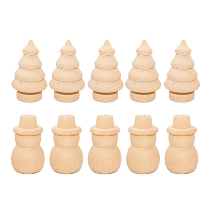 SWETRACE 20Pcs Diy Wooden Dolls Craft Mini Ornaments Light Yellow Snowman Figurines Miniature For Children
