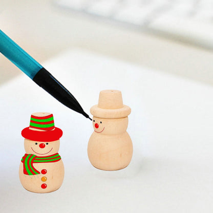 SWETRACE 20Pcs Diy Wooden Dolls Craft Mini Ornaments Light Yellow Snowman Figurines Miniature For Children