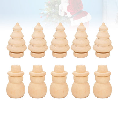 SWETRACE 20Pcs Diy Wooden Dolls Craft Mini Ornaments Light Yellow Snowman Figurines Miniature For Children