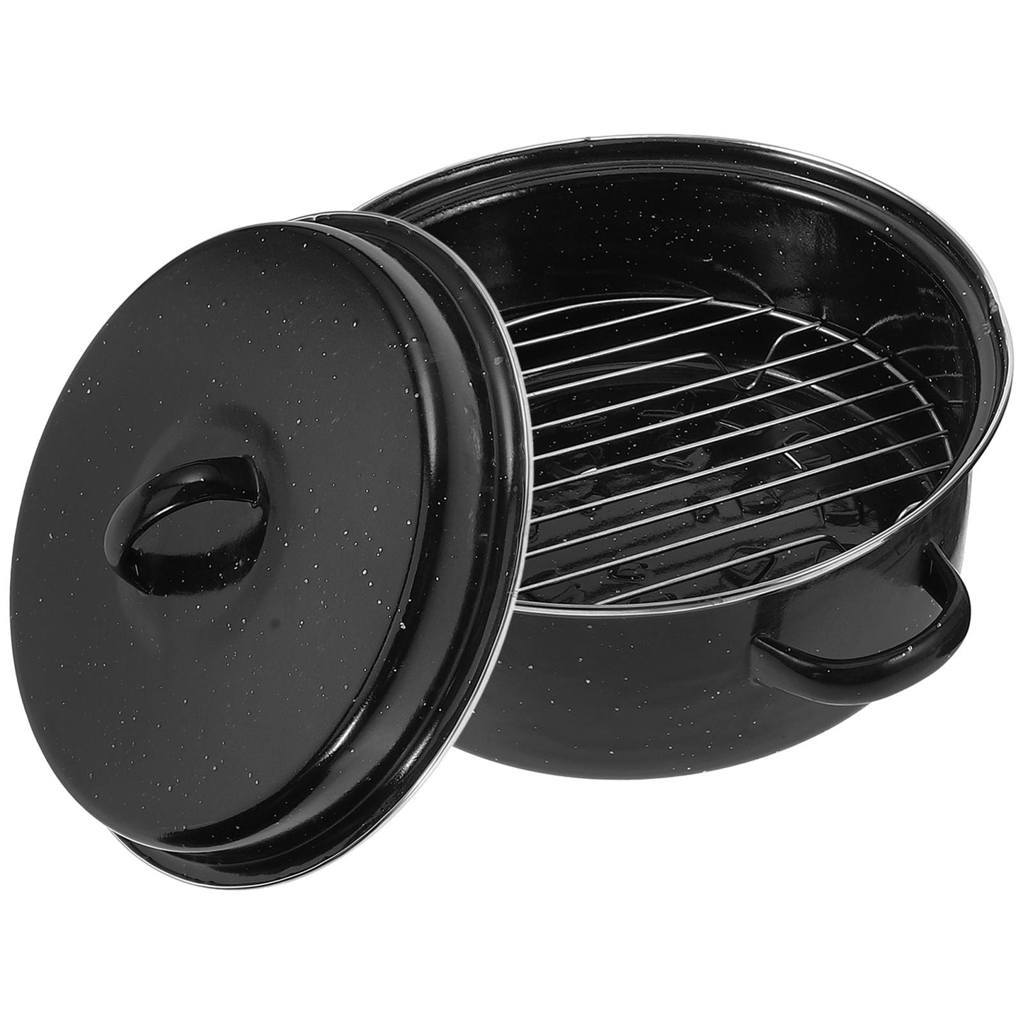 SWETRACE Iron Covered Roaster Pan With Lid Daily Use For Households 10.6X9.4X6.9In