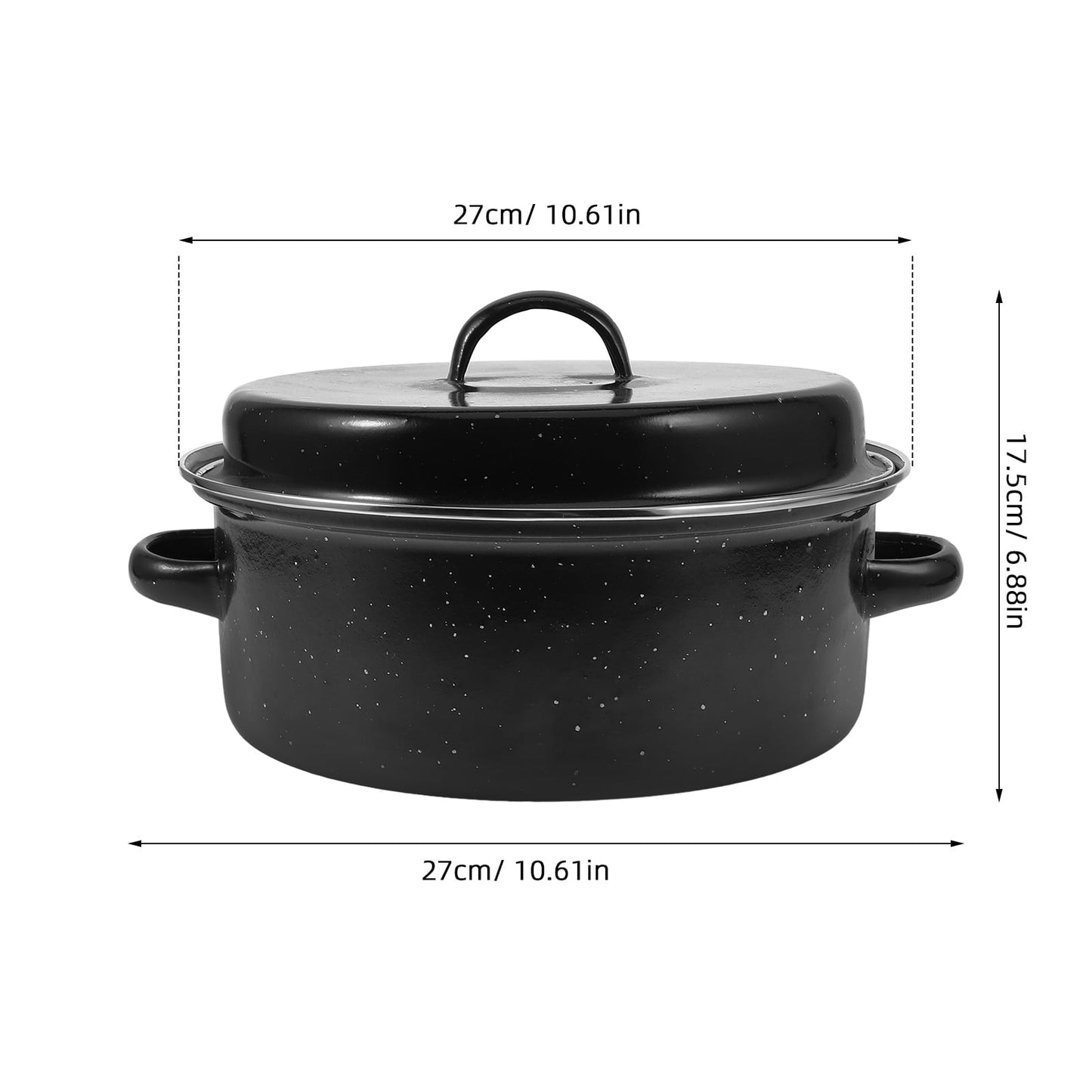 SWETRACE Iron Covered Roaster Pan With Lid Daily Use For Households 10.6X9.4X6.9In