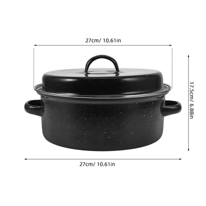SWETRACE Iron Covered Roaster Pan With Lid Daily Use For Households 10.6X9.4X6.9In