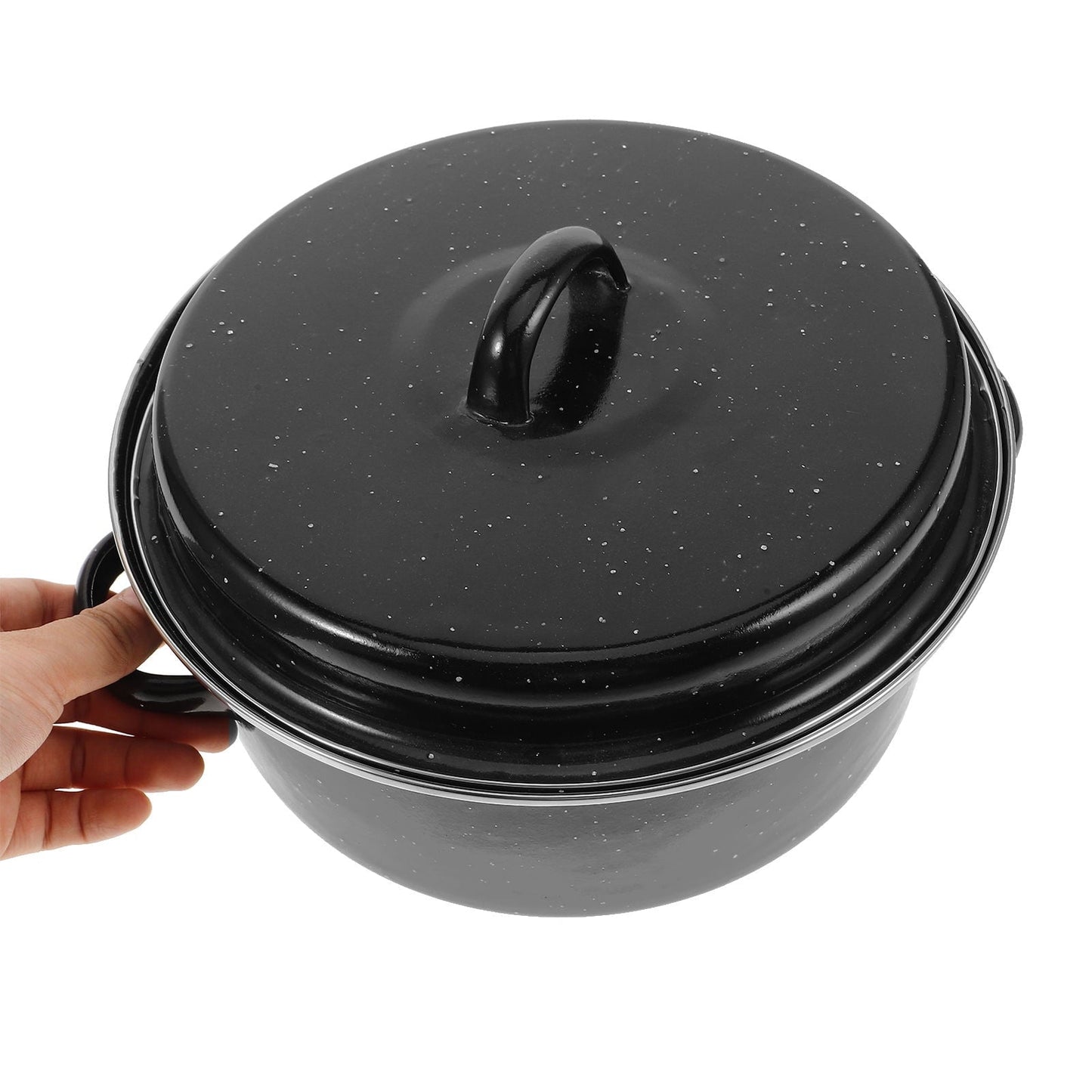 SWETRACE Iron Covered Roaster Pan With Lid Daily Use For Households 10.6X9.4X6.9In