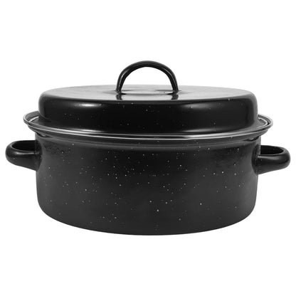 SWETRACE Iron Covered Roaster Pan With Lid Daily Use For Households 10.6X9.4X6.9In
