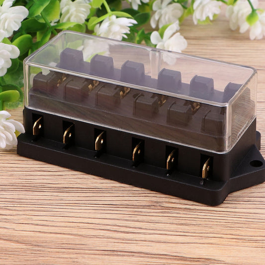 SWETRACE 2Pcs Metal 6 Way Fuse Holder for Vehicle Maintenance Electrical Installation Car Fuse Accessory 4.3x2.0x1.7in