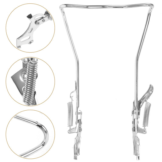 SWETRACE 1Set Steel Silver Double Legged Bike Kickstand for Stable Support Non Slip Feet Quick Adjustment 14.6x10x0.4in