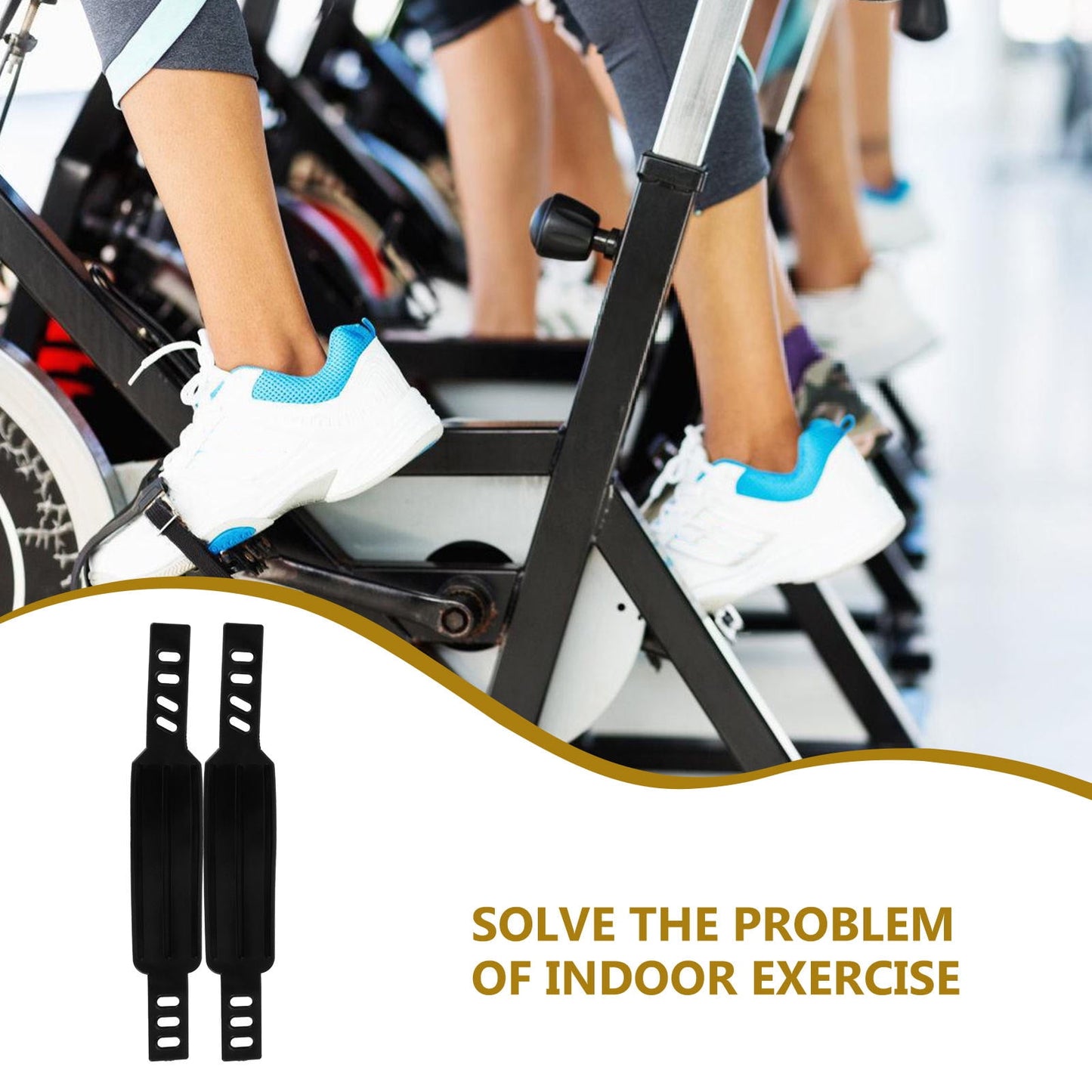 SWETRACE Rowing Machine Foot Straps Exercise Bike Pedal Straps Black 2Pcs Adjustable Design