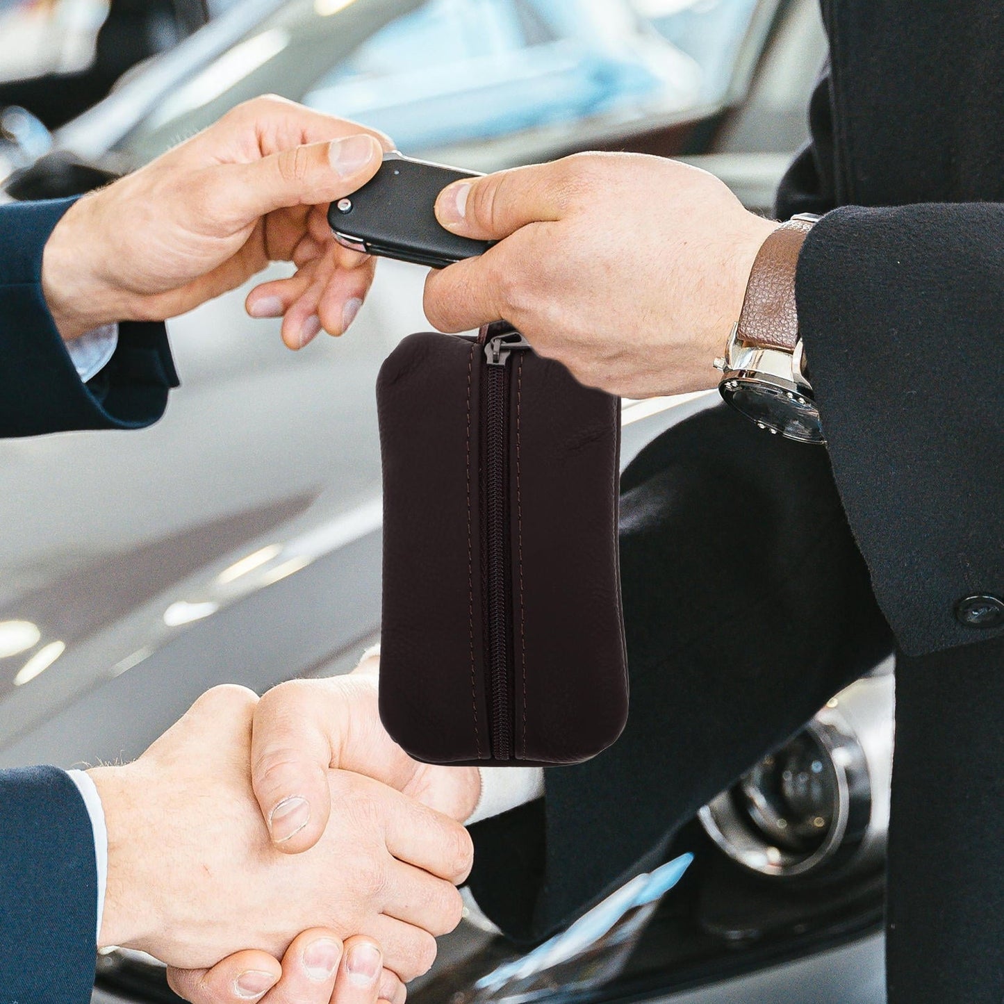 SWETRACE 1Pcs Keychain Card Holder Key Case Wallet with Wristlet and Coin Organizer for Men and Women