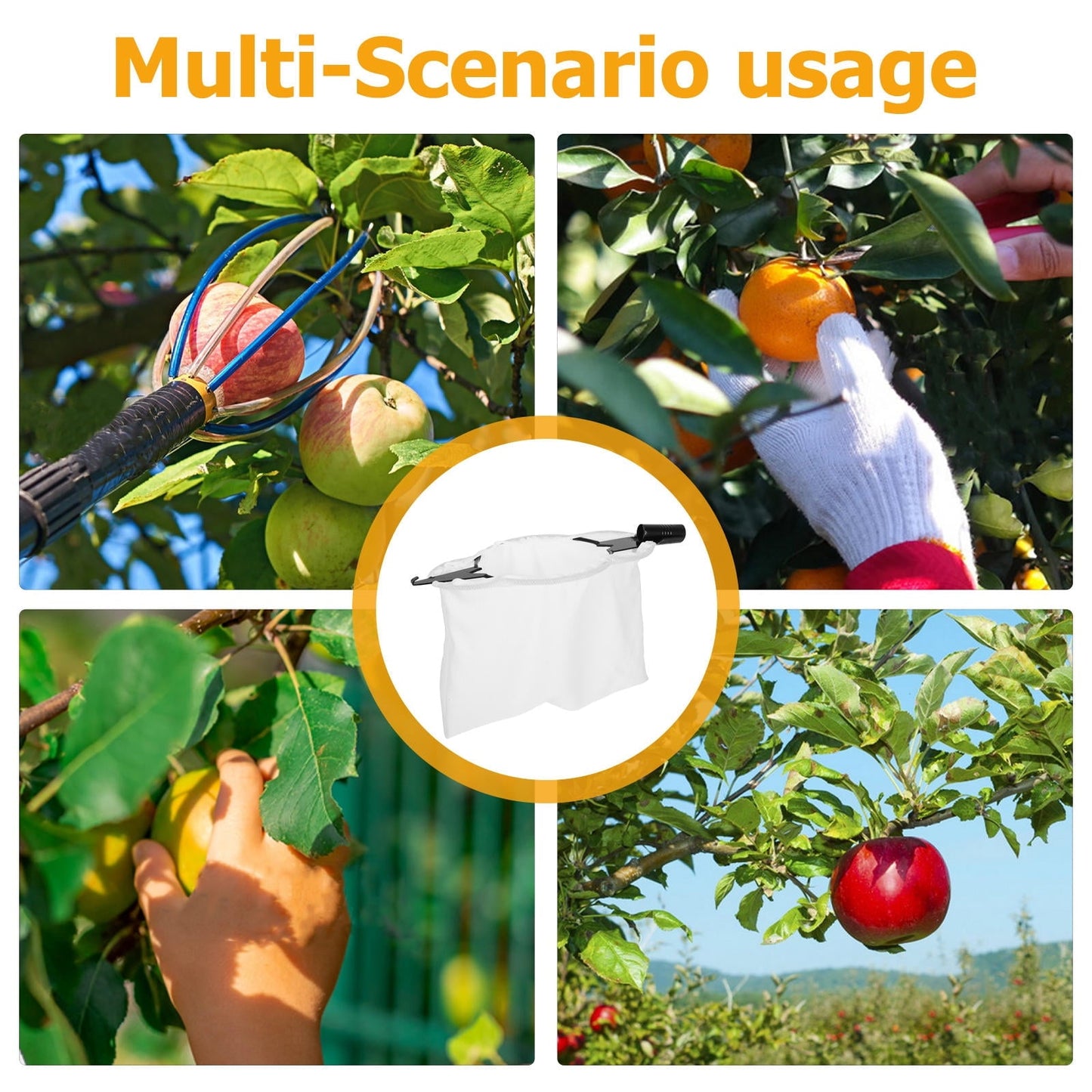 SWETRACE Fruit Picking Bags Portable Fruit Picker Accessory Black 1Pcs
