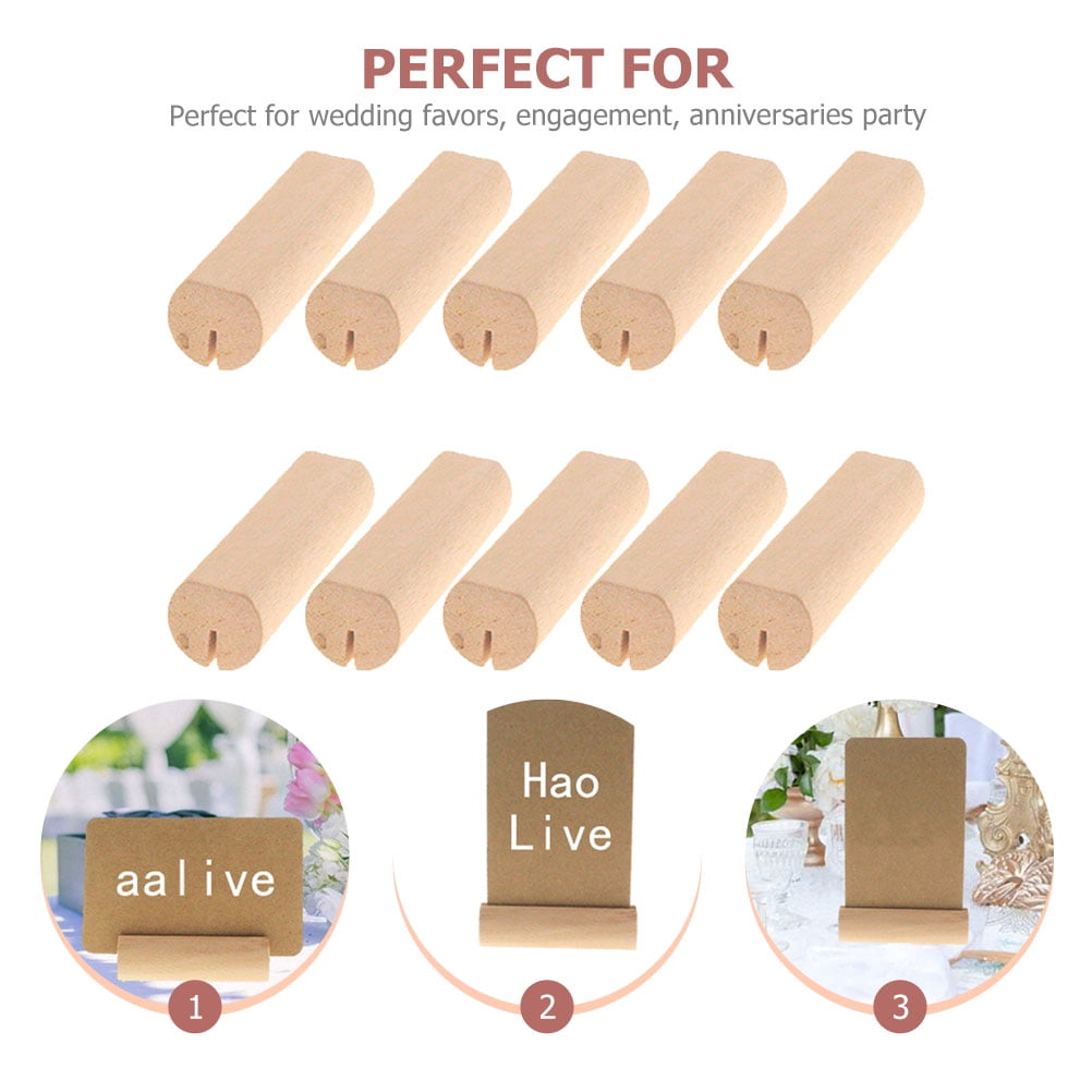 SWETRACE 10Pcs Wood Small Cards Holders Khaki Rectangular Slit for Home Decor Party Supplies