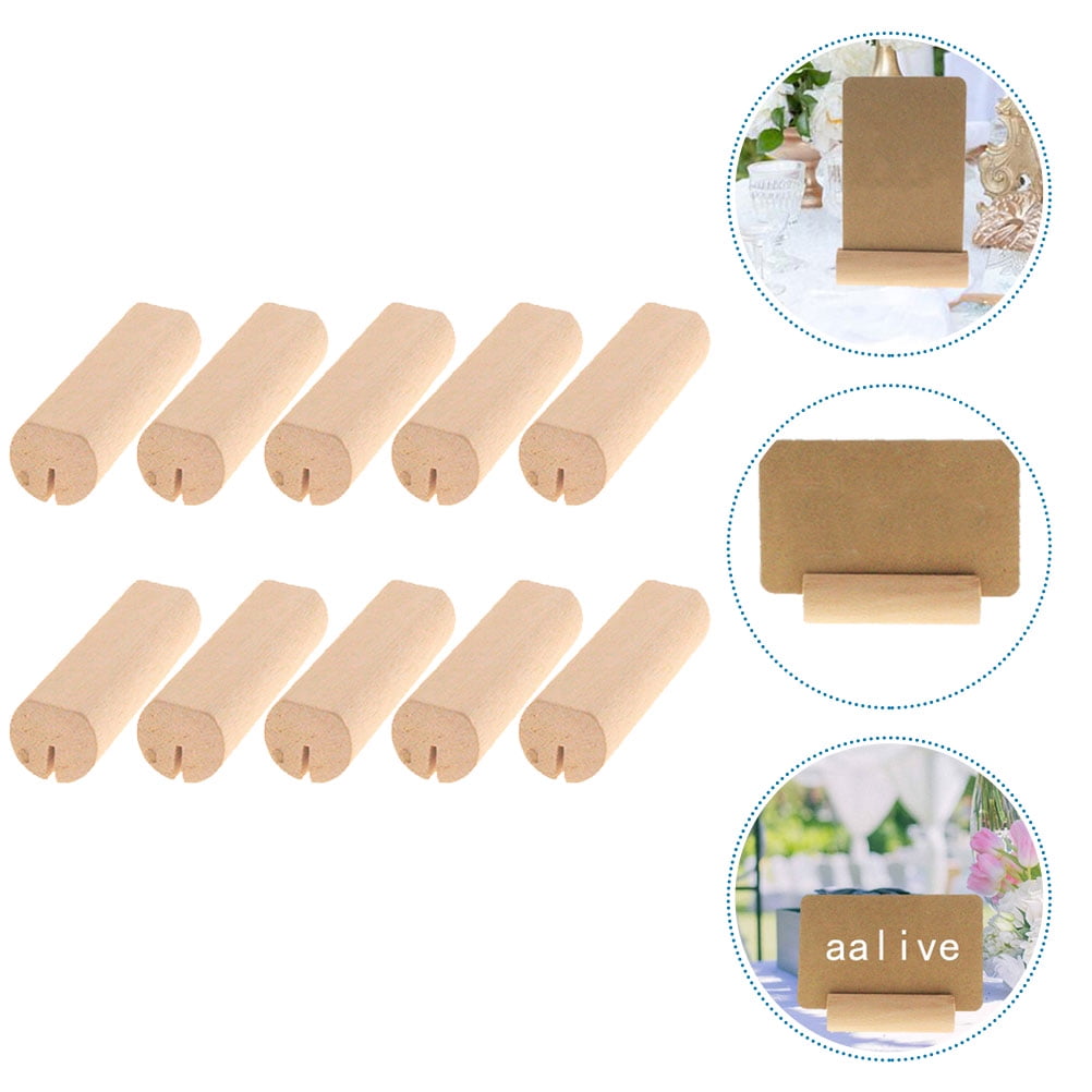 SWETRACE 10Pcs Wood Small Cards Holders Khaki Rectangular Slit for Home Decor Party Supplies