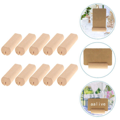 SWETRACE 10Pcs Wood Small Cards Holders Khaki Rectangular Slit for Home Decor Party Supplies