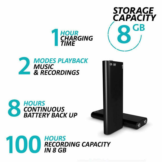 Mini Voice Activated 8GB Audio Sound Recording Continuous Listening Device with Strong Magnetic