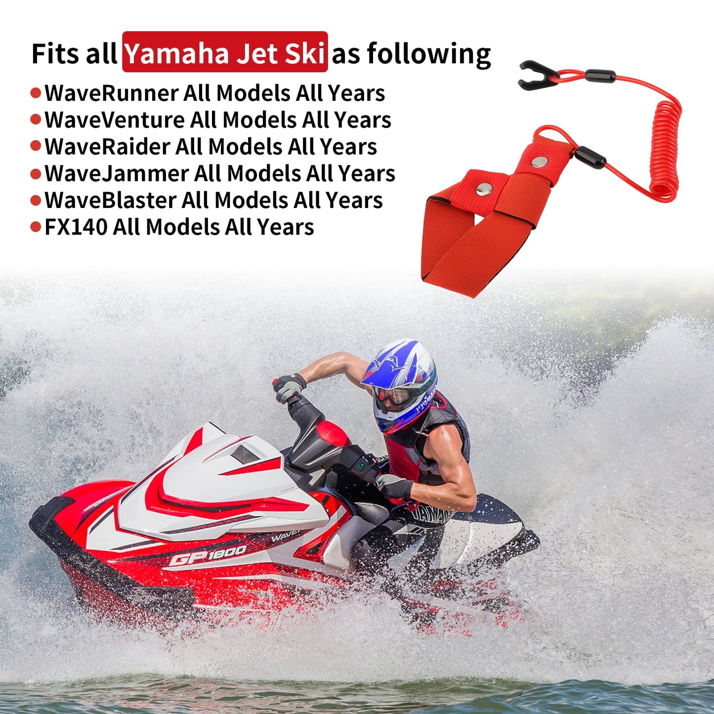 M MATI Stop Kill Safety Lanyard for Yamaha Jet Ski WaveRunner FX140 WaveVenture WaveRaider WaveJammer WaveBlaster