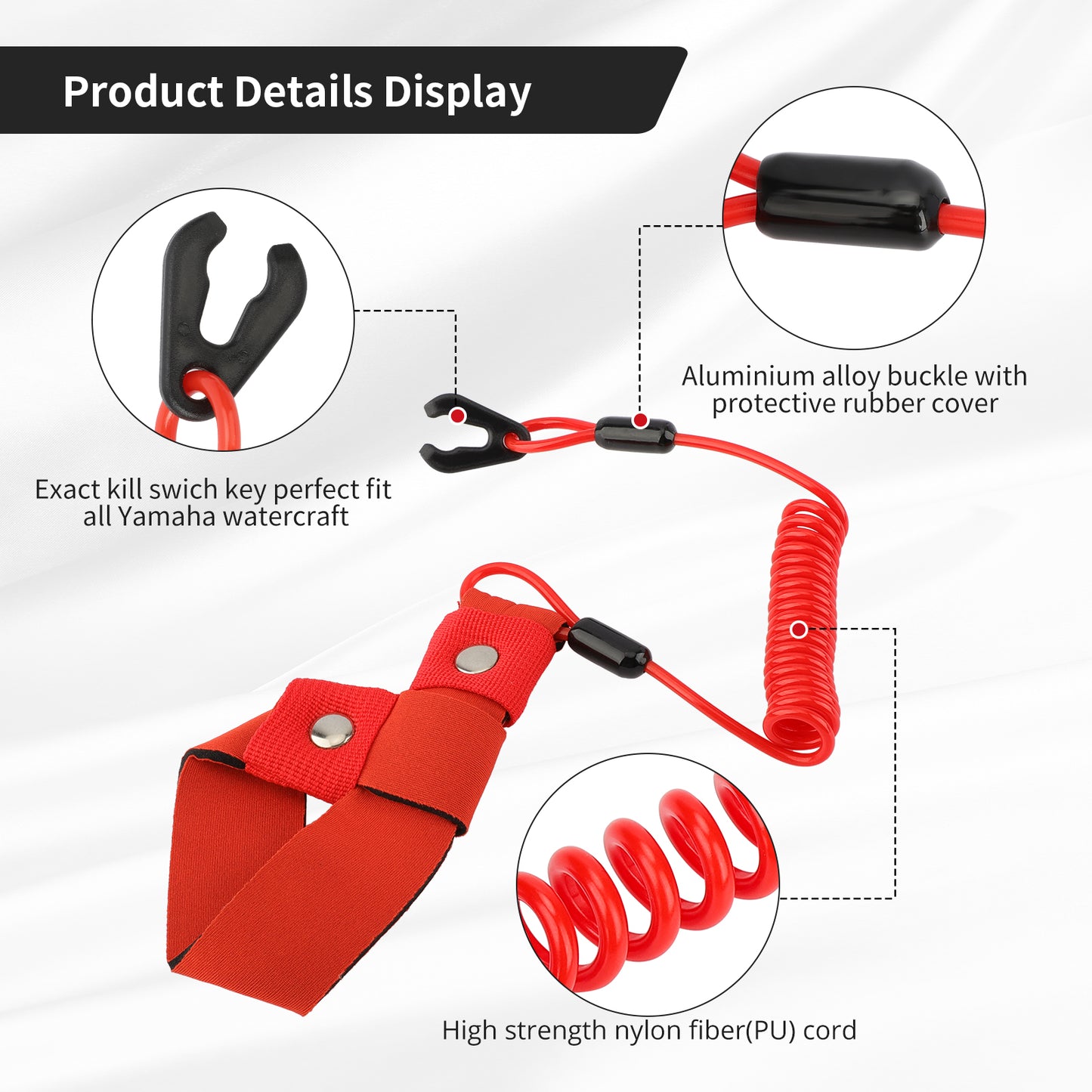 M MATI Stop Kill Safety Lanyard for Yamaha Jet Ski WaveRunner FX140 WaveVenture WaveRaider WaveJammer WaveBlaster