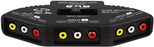 3 Way Port RCA Audio and Video Composite AV Switcher Selector Distribution Switch Box (3 Input 1 Output) for Wii, Xbox, DVD, PS2, Cable Box