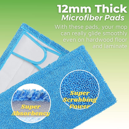 Reusable Microfiber Mop Pads for Swwiffer Sweper & All 10-12 Inch Flat Mop, Upgraded Wet Dry Cleaning Pads for All Hard-Floor, Reusable & Washable Sweeper Refills (4 Pack) Blue