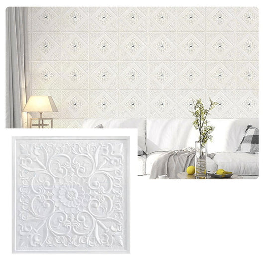 1PC 1/10pc 3D Tile Brick Wall Sticker Self-adhesive Foam Panel Stickers Living Room Bedroom Ceiling Wall Stickers Home Decoration Smile Home