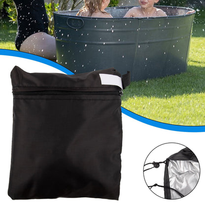 4Ft/6Ft/8Ft Bathtub Cover Pool Hot Tub Cover Oval Reservoir Ice Bath Cover Tank Cover Oxford Cloth Waterproof Tank Pool Cover 8Ft 8'