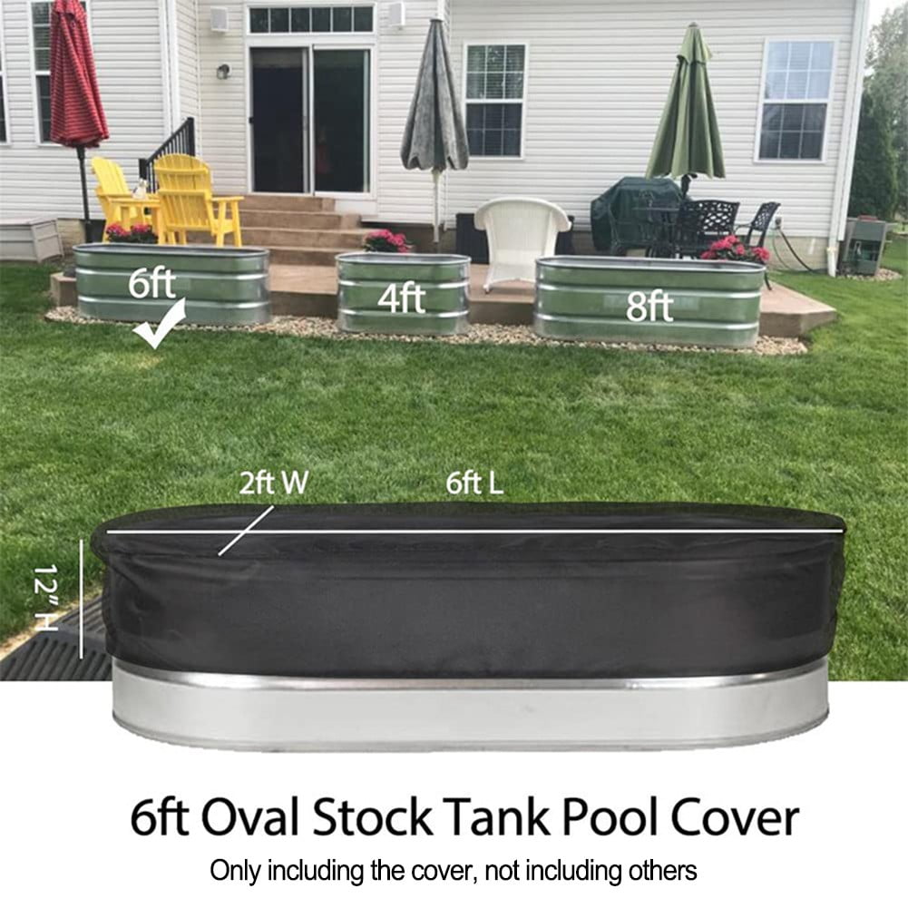 4Ft/6Ft/8Ft Bathtub Cover Pool Hot Tub Cover Oval Reservoir Ice Bath Cover Tank Cover Oxford Cloth Waterproof Tank Pool Cover 8Ft 8'