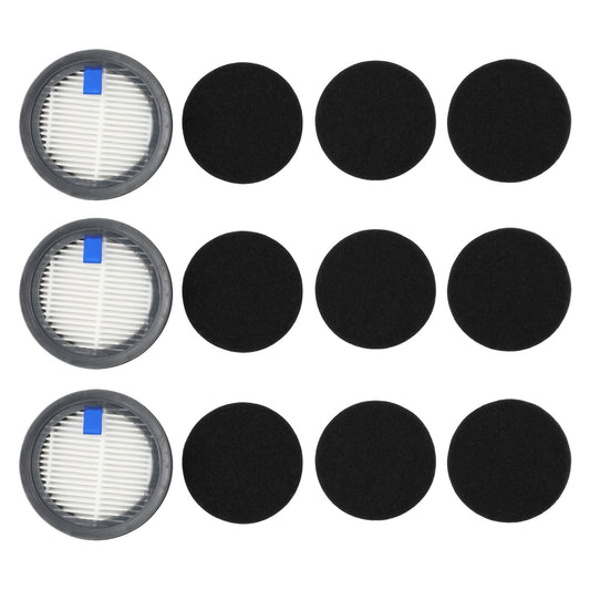 3 Pack HEPA Filters & 9 Pack Sponge Filters for Afoddon A200Pro/A200, ORFELD B08/C10A/C10G, NEQUARE S12/S25/S26/S25Pro Cordless Vacuum Cleaner, High Efficiency Air Purification