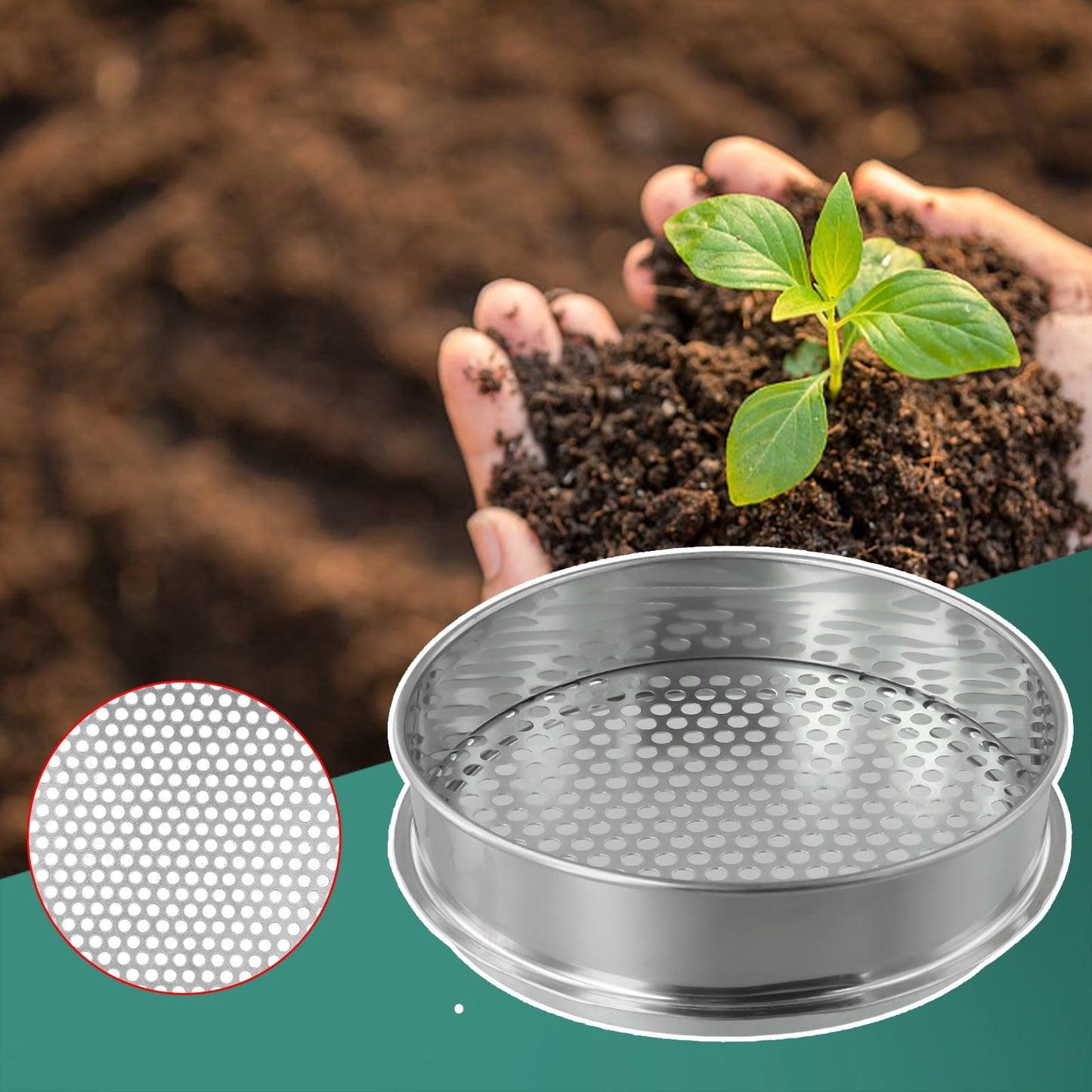 Arkzeo 6/7/12Mm Strainers Mesh Sieve Round Hole Garden Soil Sieve Filter Shakers Fruit Filter Sieve Strainer Sifter Round Hole 7mm