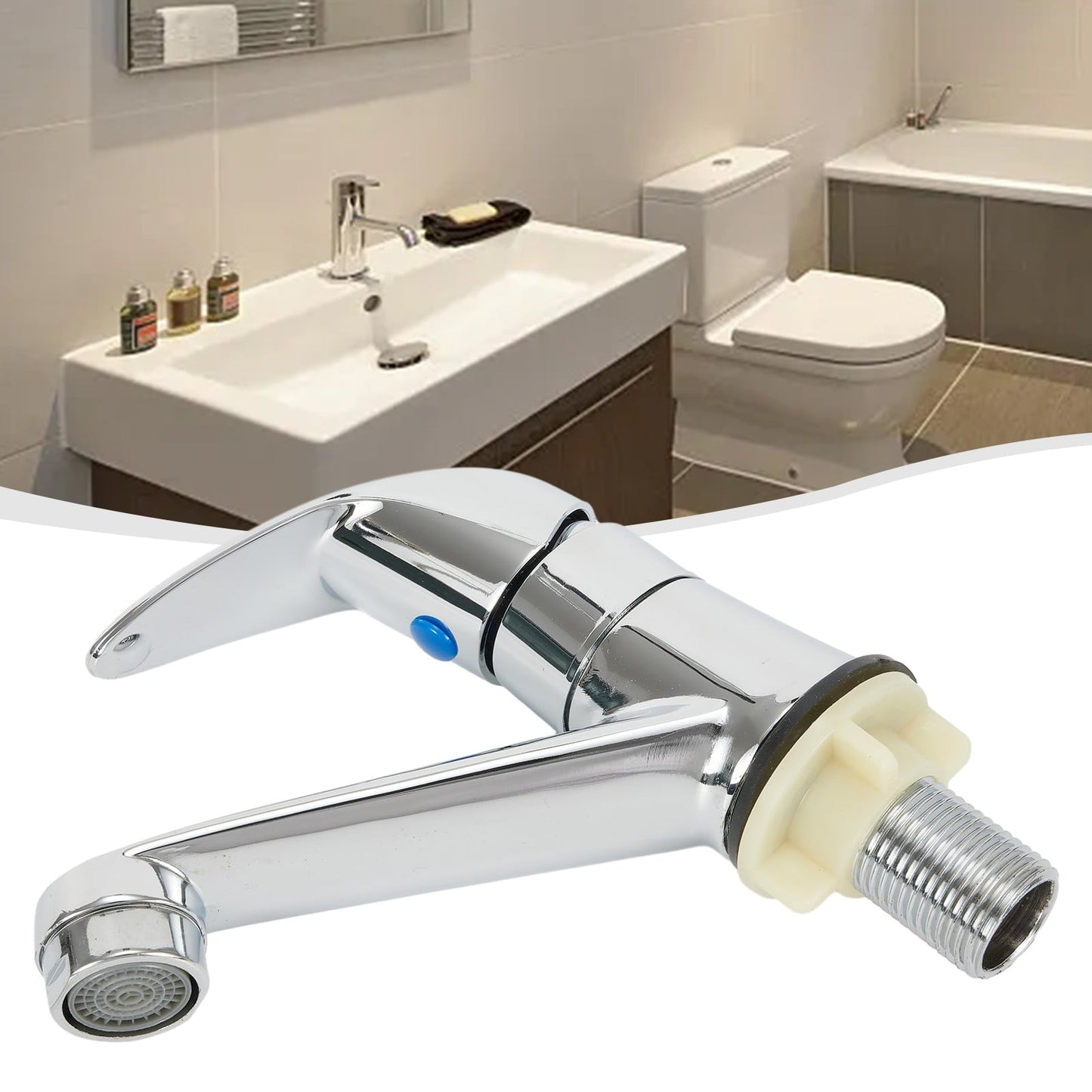 Arkzeo Chrome Basin Faucet Cold Sink Water Basin Tap Single Handle Faucet Tap Deck Mounted for Bathroom Kitchen Replacement