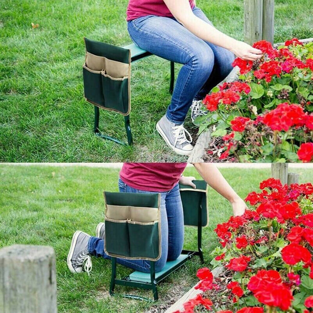 Highly Green Folding Garden Kneeler Chair Bench Stool Tool Pouch L Smile Home L