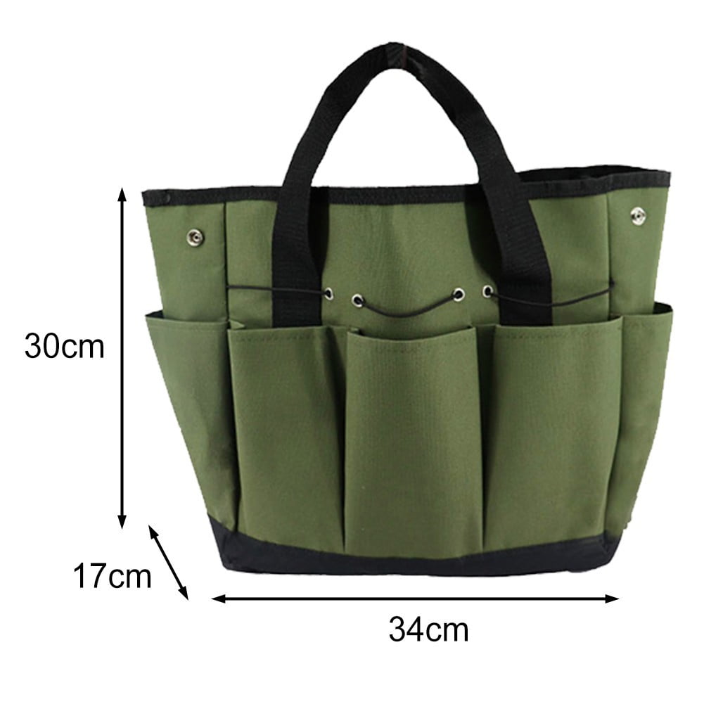 Garden Tool Bag With 9 Pockets Sturdy Oxford Cloth Gardening Tote Organizer For Home Yard Lawn 34W X 17D X 30H Cm Army Green Black Gray Green