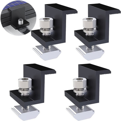 Solar Panel Adjustable Bracket Clamp Wide Photovoltaic Support Fixing PV End Clamps Mounting 30mm/35mm 10X 35mm Medium clamp