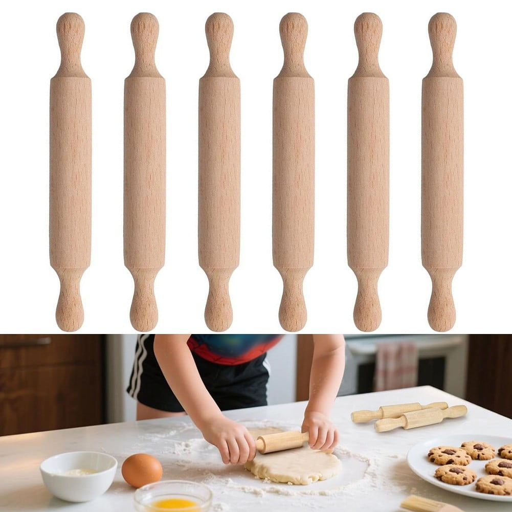 Mini Wooden Rolling Pins Set - Perfect for Kids Baking & Crafting Fun! 6pcs