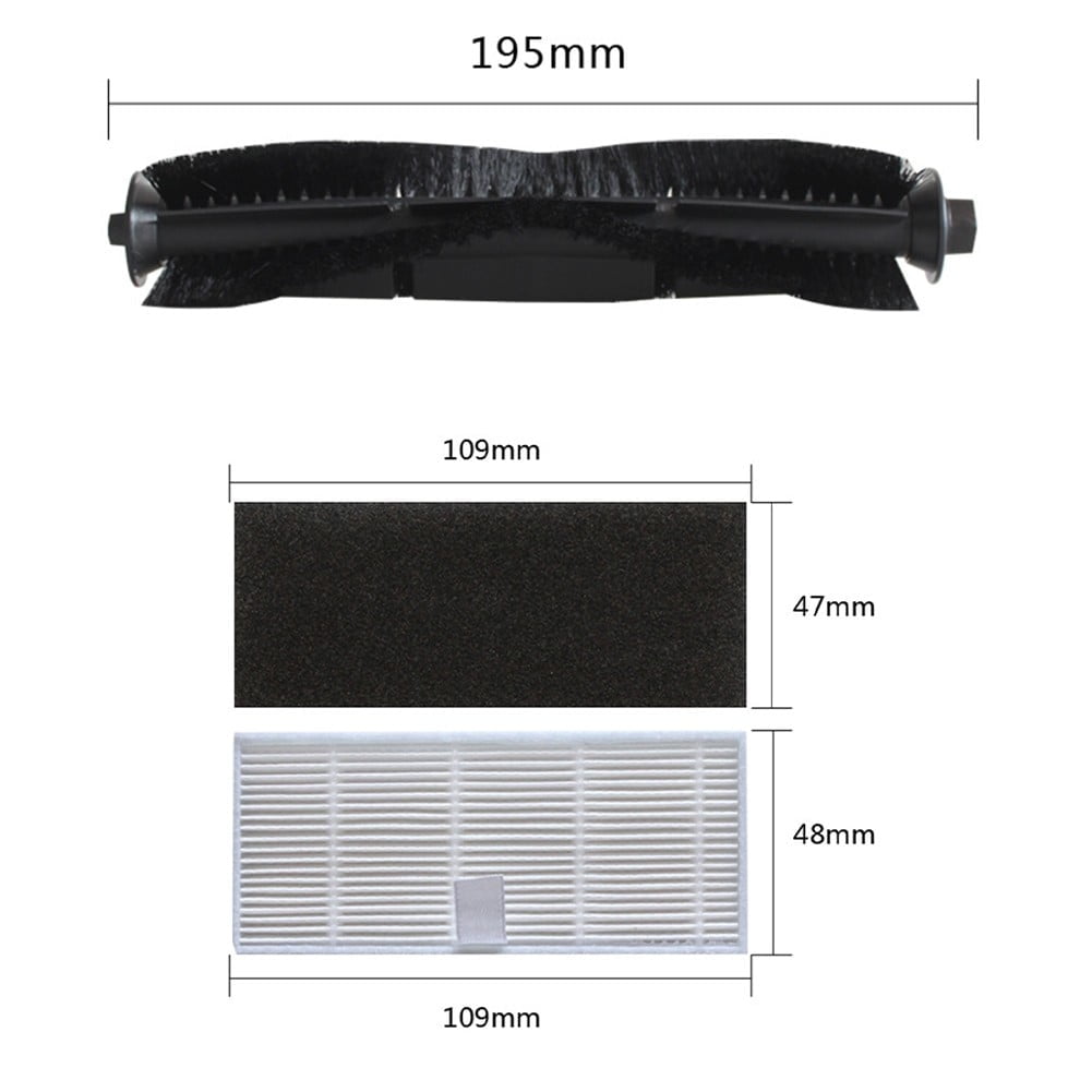 Luolandi Filter Side Brush Roller Brush For IHome Self Empty Robot Vacuum Cleaner IHRV6 IHRV14 Home Appliance Parts \ufeffhousehold Cleaning A
