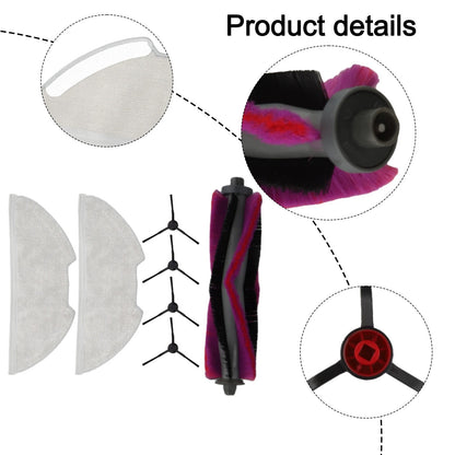 Main Roller Side Brush Mop Cloths Kit For Eureka E20 Plus Robot Vacuum Cleaner Home Appliance Parts Household Supplies