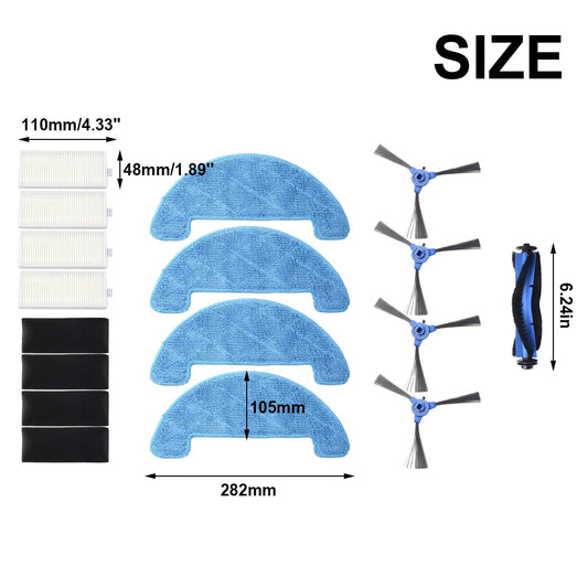 Main Side Brush Filter Mop For Coredy R550 R600 R650 R750 Spare Part Main Side Brush Filter Mop Rag KIT Replacement Spare Part.