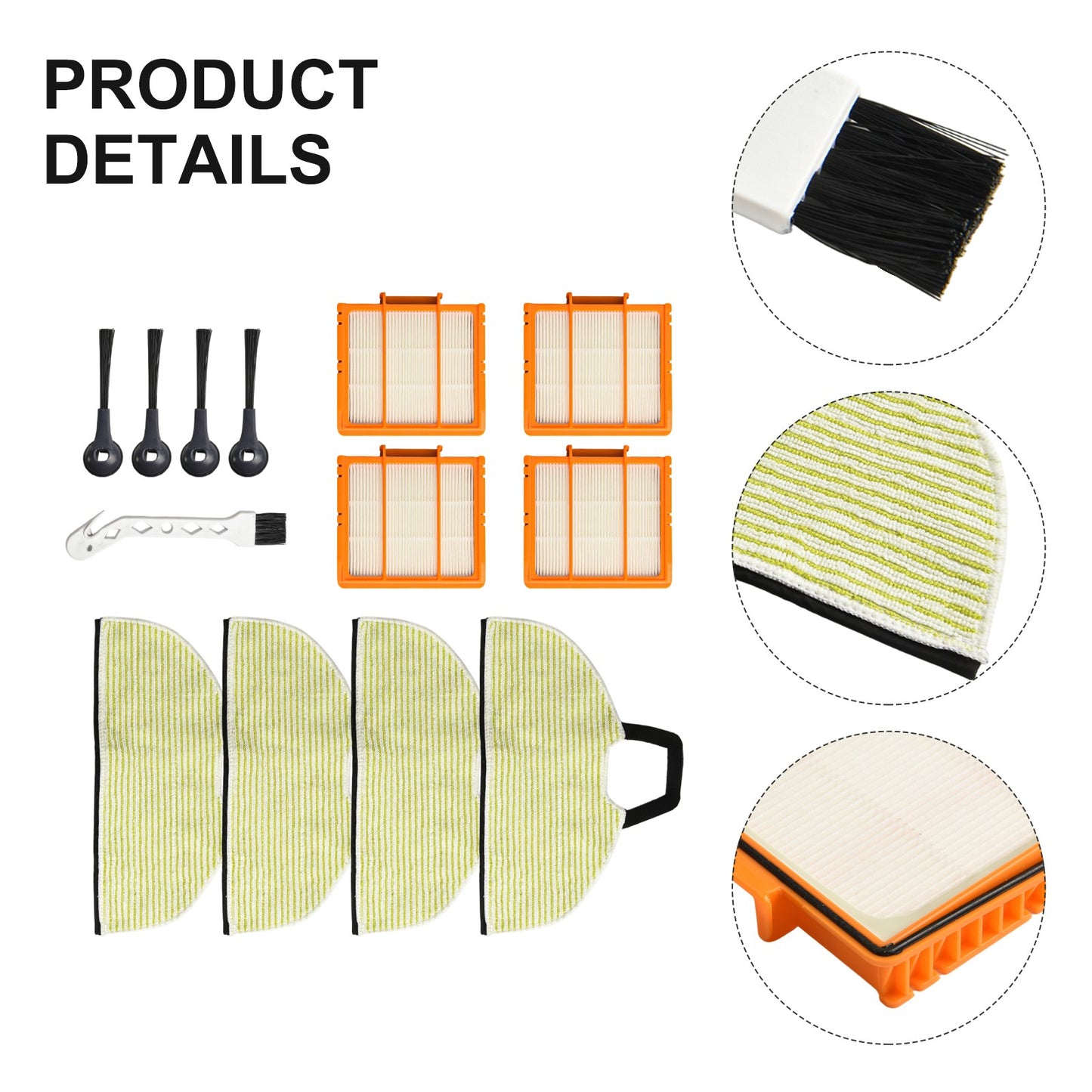 For Shark RV2610WA RV2620WA RV2410WD AV2610WA AI Ultra 2-in-1 Robot Vacuum Cleaner Filter Rag Side Brush Kit