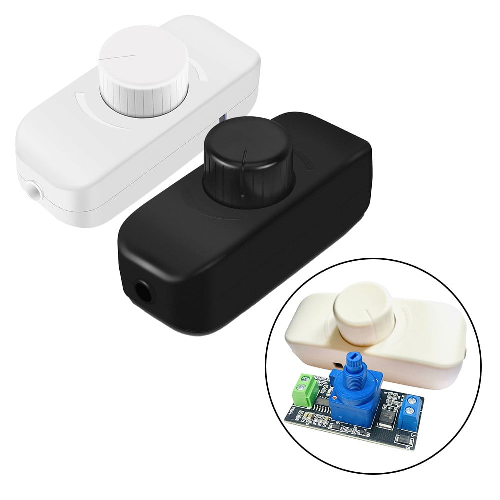 Inline Dimmer Switch For 12V 24V Led Lights Frequency Adjustable Push On/Off Rotary Control For Smooth Brightness Adjustment White