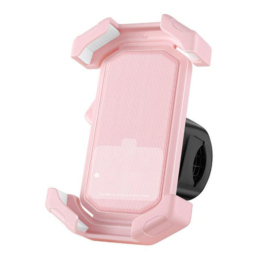 Adjustable Motorcycle Phone Holder With Silicone Protection For Secure Locking Pink.