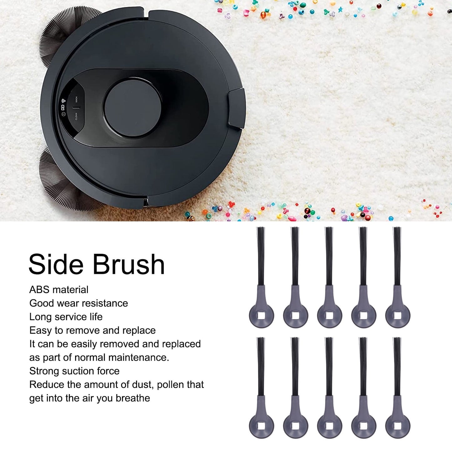 LIZEALUCKY 10 Pcs Side Brush Vacuum Cleaner Replacement Spare, Parts for Shark AV2501AE AV2502AE Sweeper Robot Vacuum Cleaner
